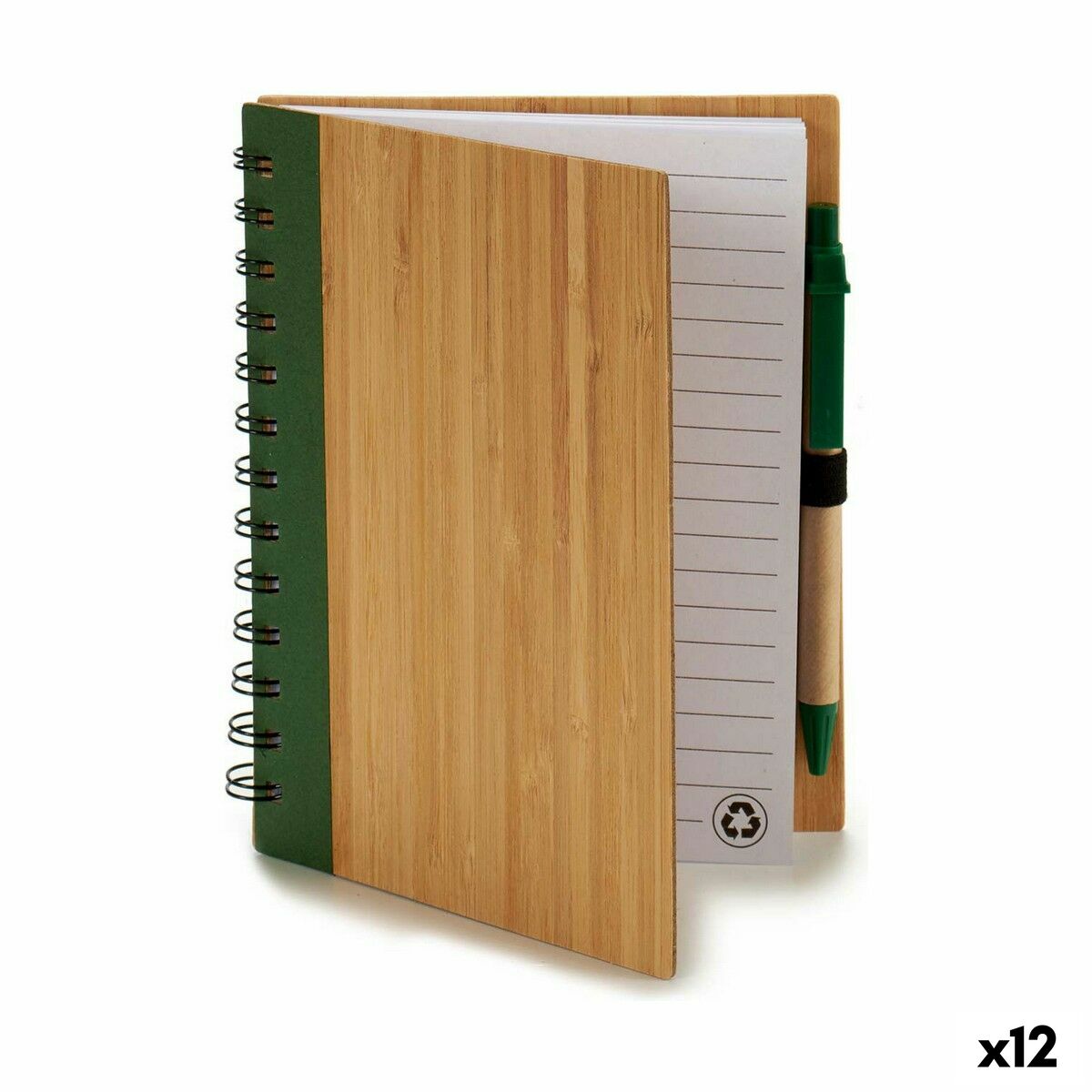 Cahier à Spirales avec Stylo Pincello 19,5 x 8 x 35,5 cm 14 x 18 cm Bambou (12 Unités)