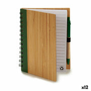 Cahier à Spirales avec Stylo Pincello 19,5 x 8 x 35,5 cm 14 x 18 cm Bambou (12 Unités)