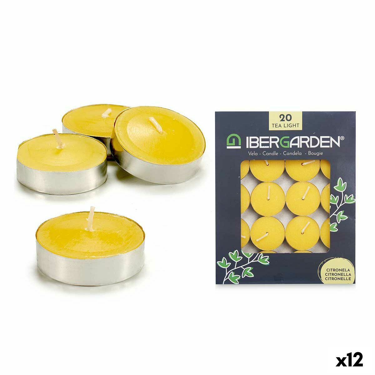 Ensemble de Bougies Ibergarden Jaune Cire Citronnelle (12 Unités) (24 Unités)