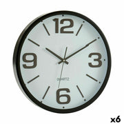 Horloge Murale Gift Decor Blanc Noir Verre Plastique 40 x 40 x 5 cm 40 x 5 x 40 cm (6 Unités)