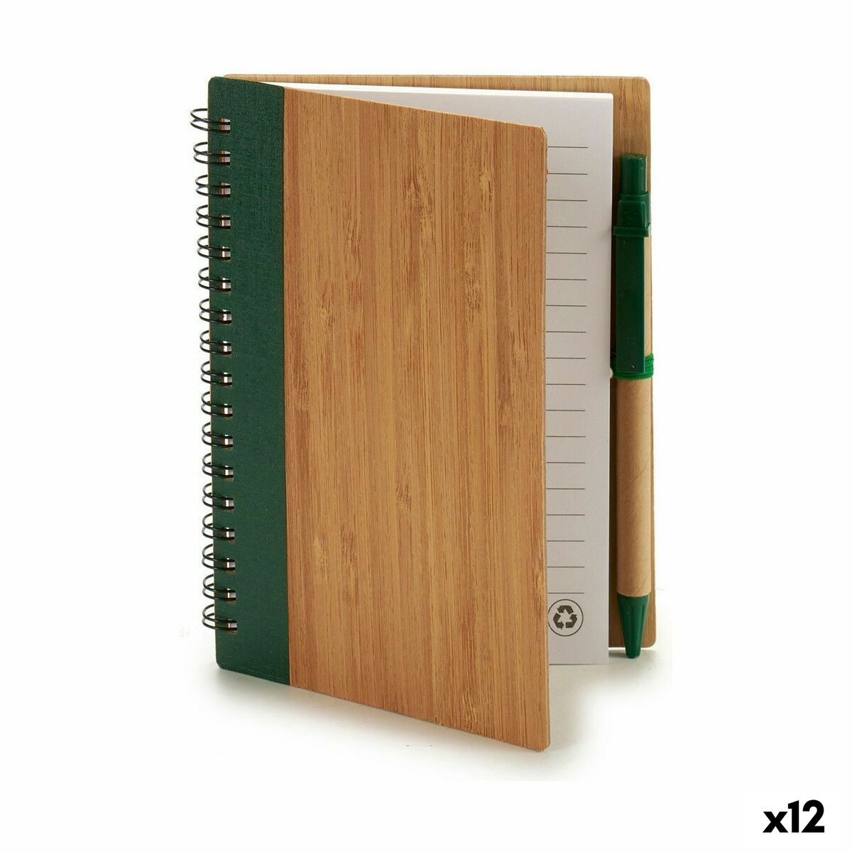 Cahier à Spirales avec Stylo Pincello 1 x 16 x 12 cm Bambou (12 Unités)