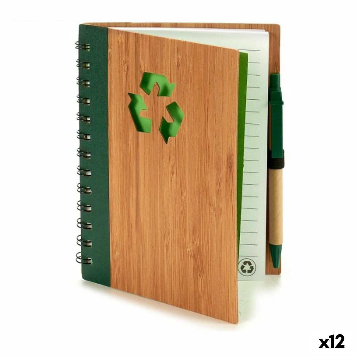 Cahier à Spirales avec Stylo Pincello 1 x 18 x 14 cm Bambou (12 Unités)