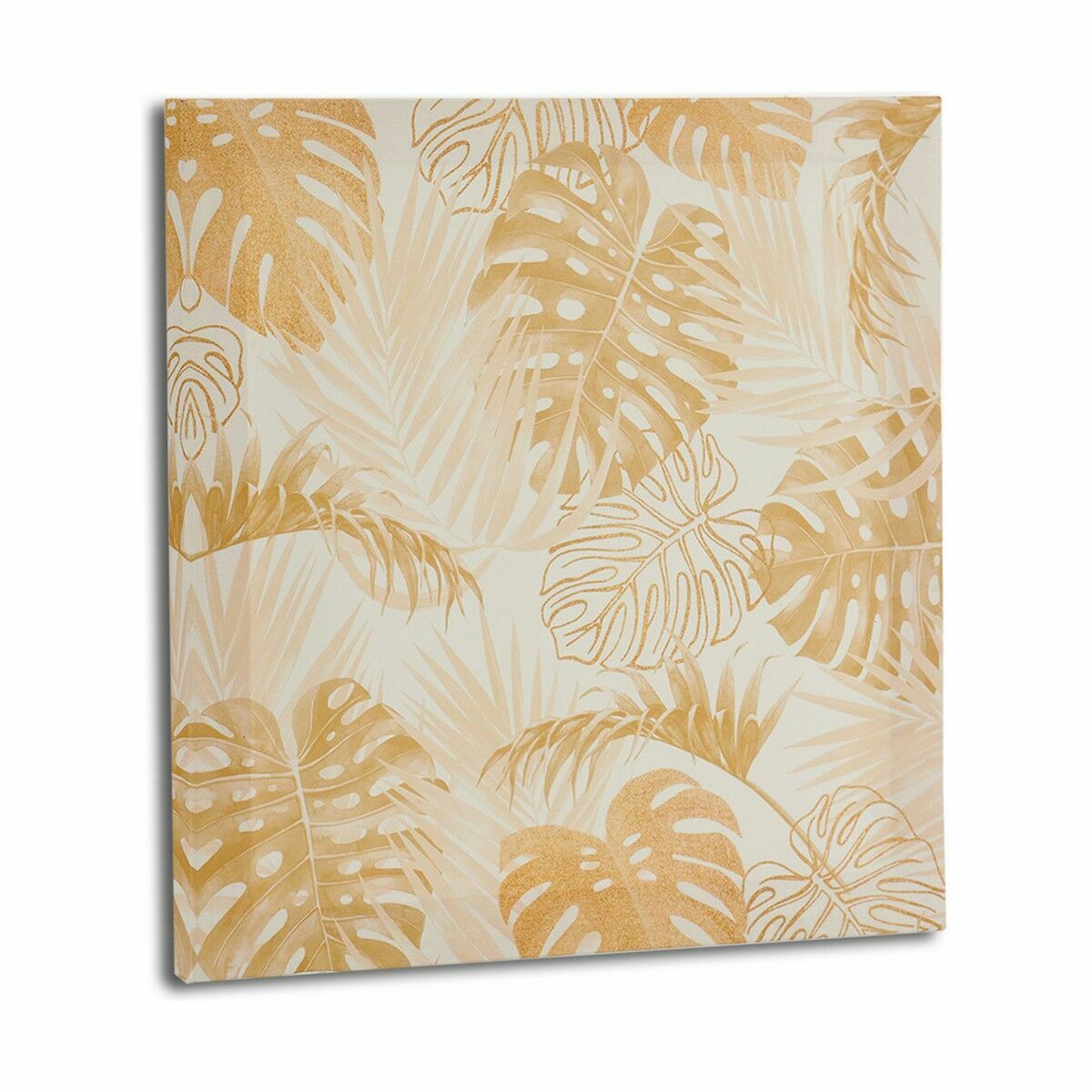 Toile Gift Decor Doré Feuille d'une plante 28 x 28 x 1,5 cm (36 Unités)