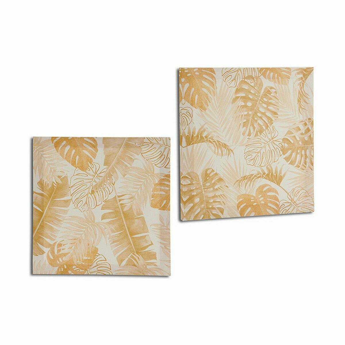 Toile Gift Decor Doré Feuille d'une plante 28 x 28 x 1,5 cm (36 Unités)