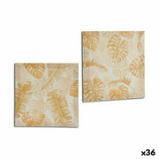 Toile Gift Decor Doré Feuille d'une plante 28 x 28 x 1,5 cm (36 Unités)