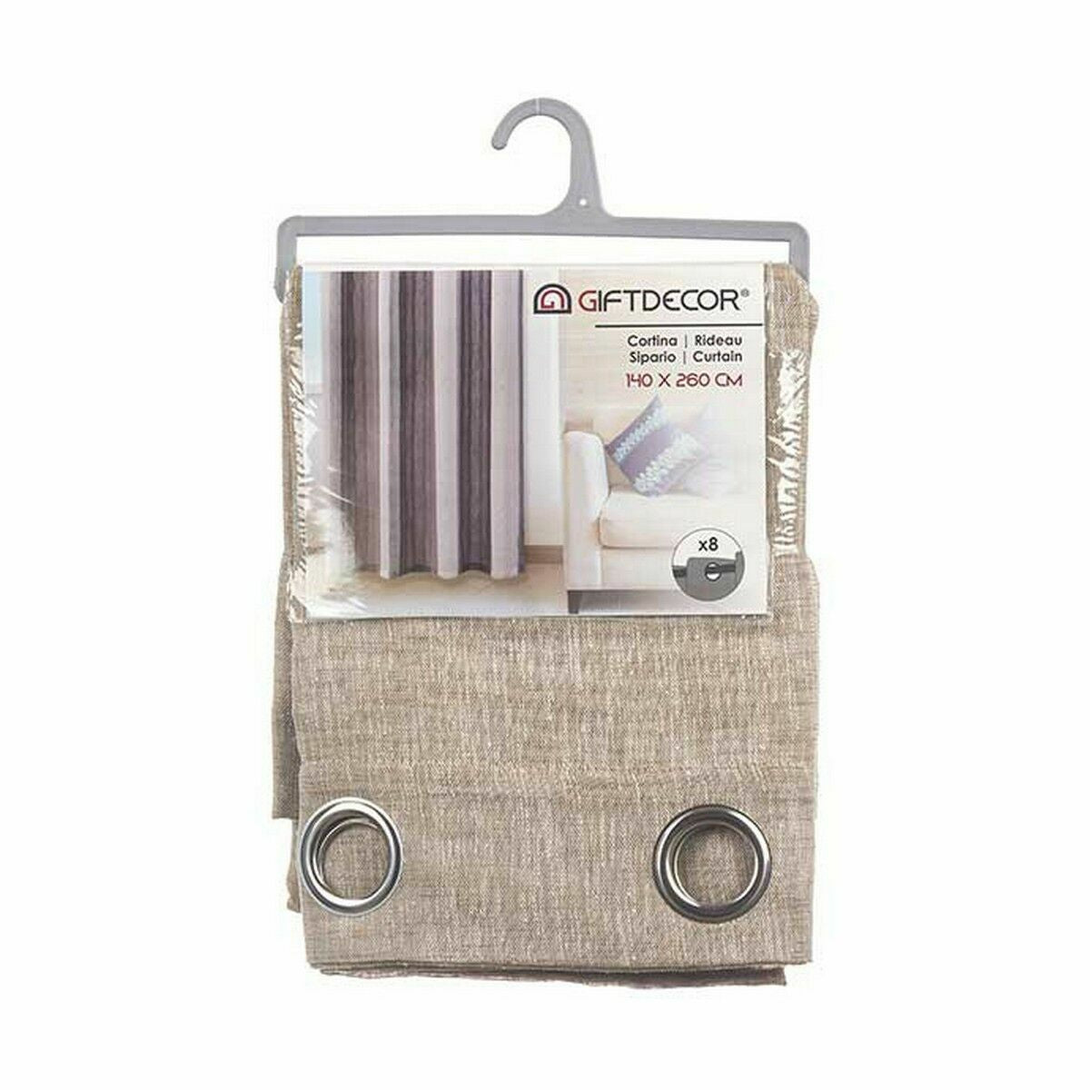 Rideau Gift Decor Beige 140 x 0,1 x 260 cm 34 x 3,5 x 26 cm (6 Unités)