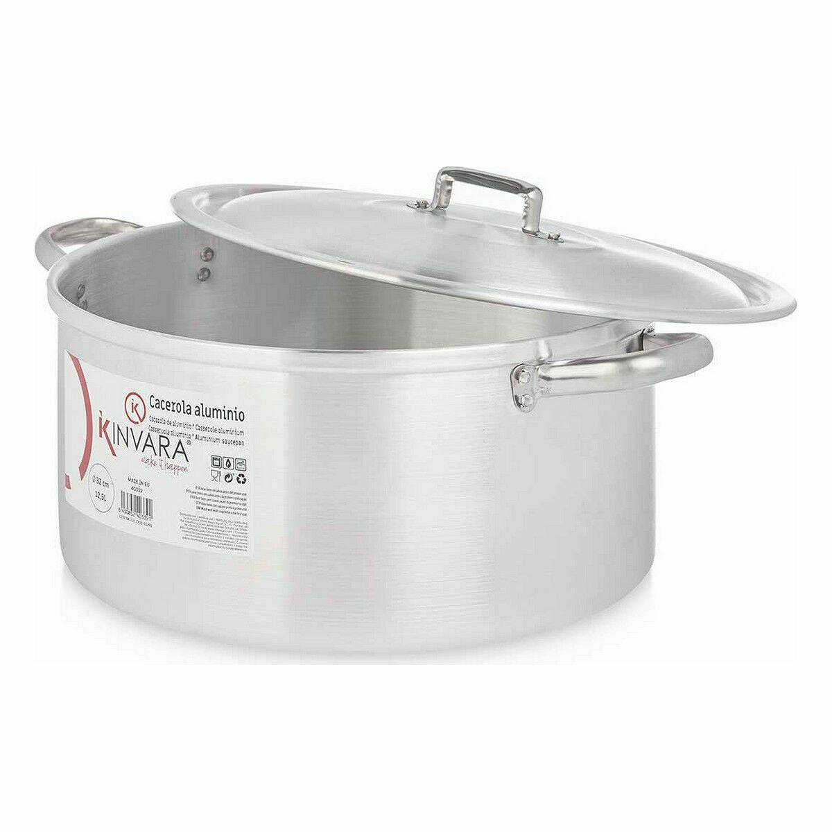 Casserole avec Couvercle Kinvara Argenté 12,5 L 44 x 19 x 35 cm (3 Unités)