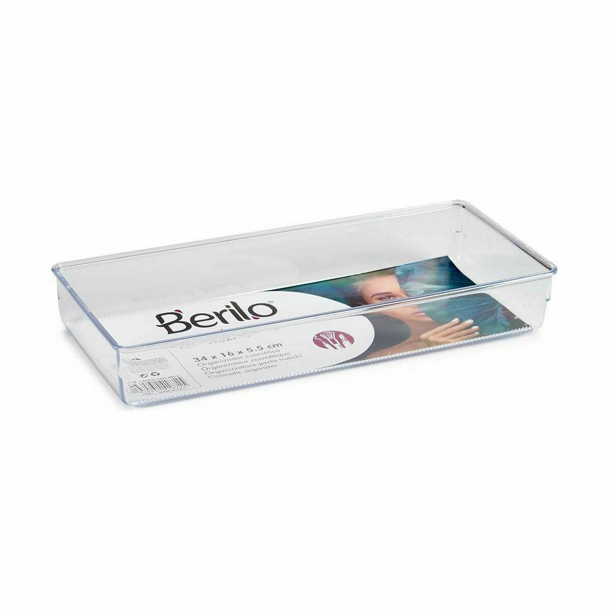 Organisateur polyvalent Berilo Transparent Plastique 15,5 x 5,5 x 34,5 cm 34,5 x 5,5 x 15,5 cm Polyvalents (36 Unités)