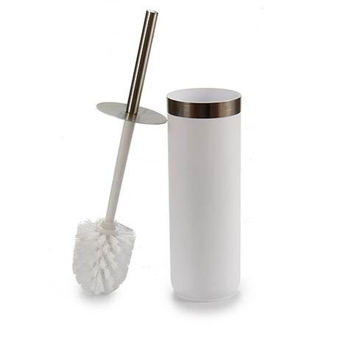 Brosse de salle de wc Berilo Blanc Argenté Plastique 9,5 x 38,5 x 9,5 cm (6 Unités)