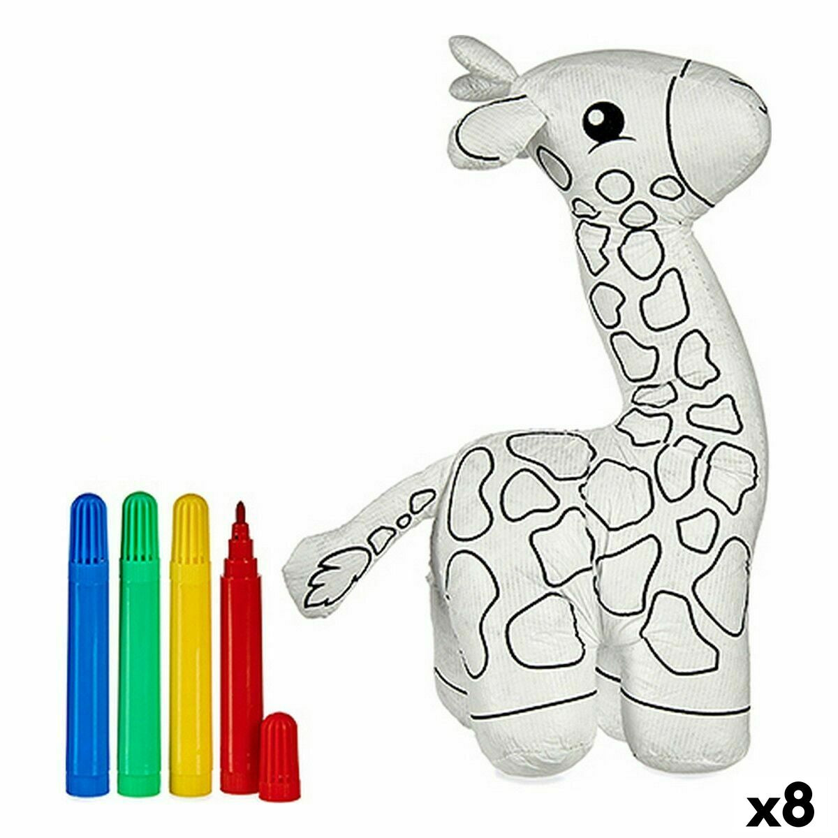 Peluche à colorier Pincello Blanc Noir 9 x 23 x 15 cm Girafe (8 Unités)