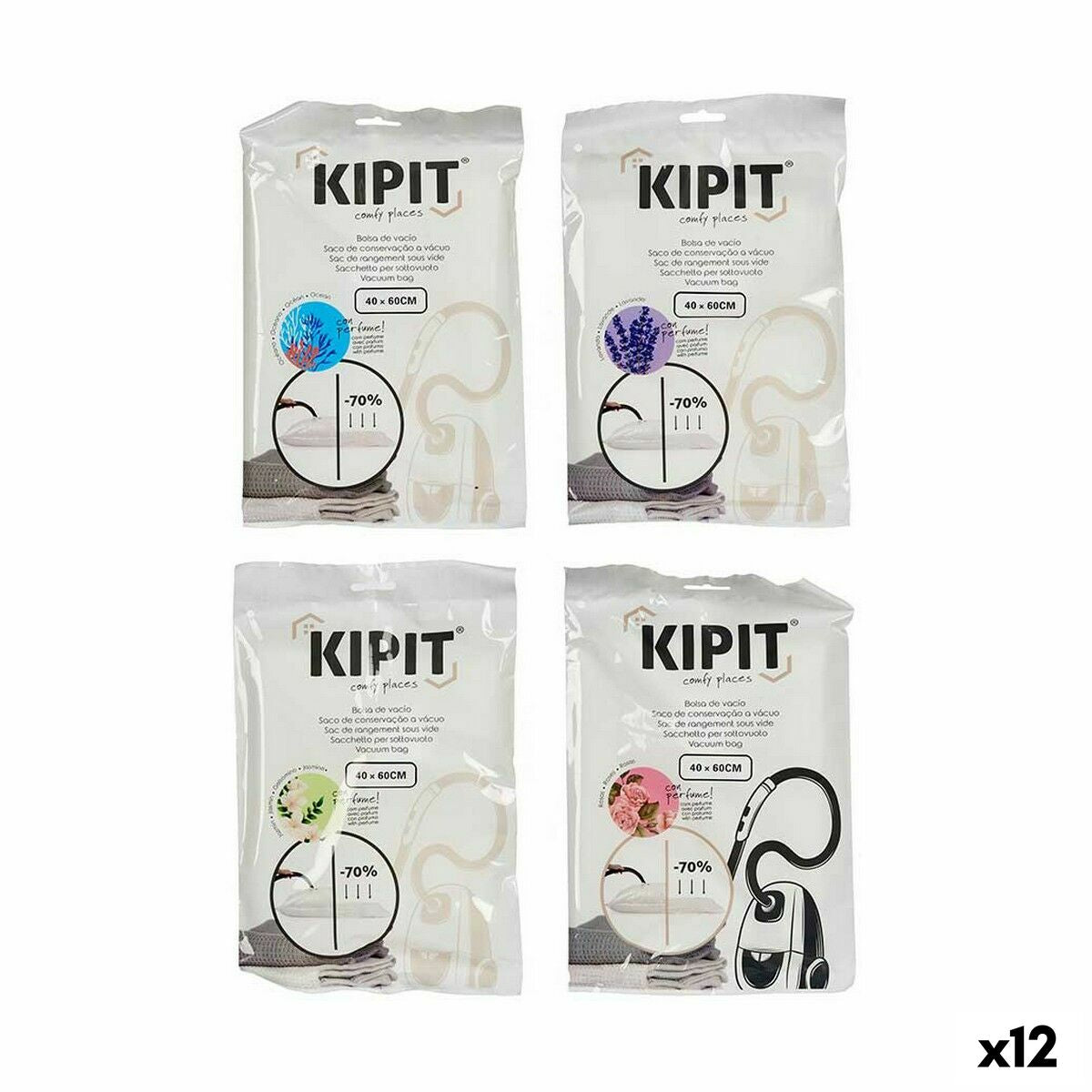 Sacs sous vide Kipit Transparent Plastique 40 x 60 cm (12 Unités)