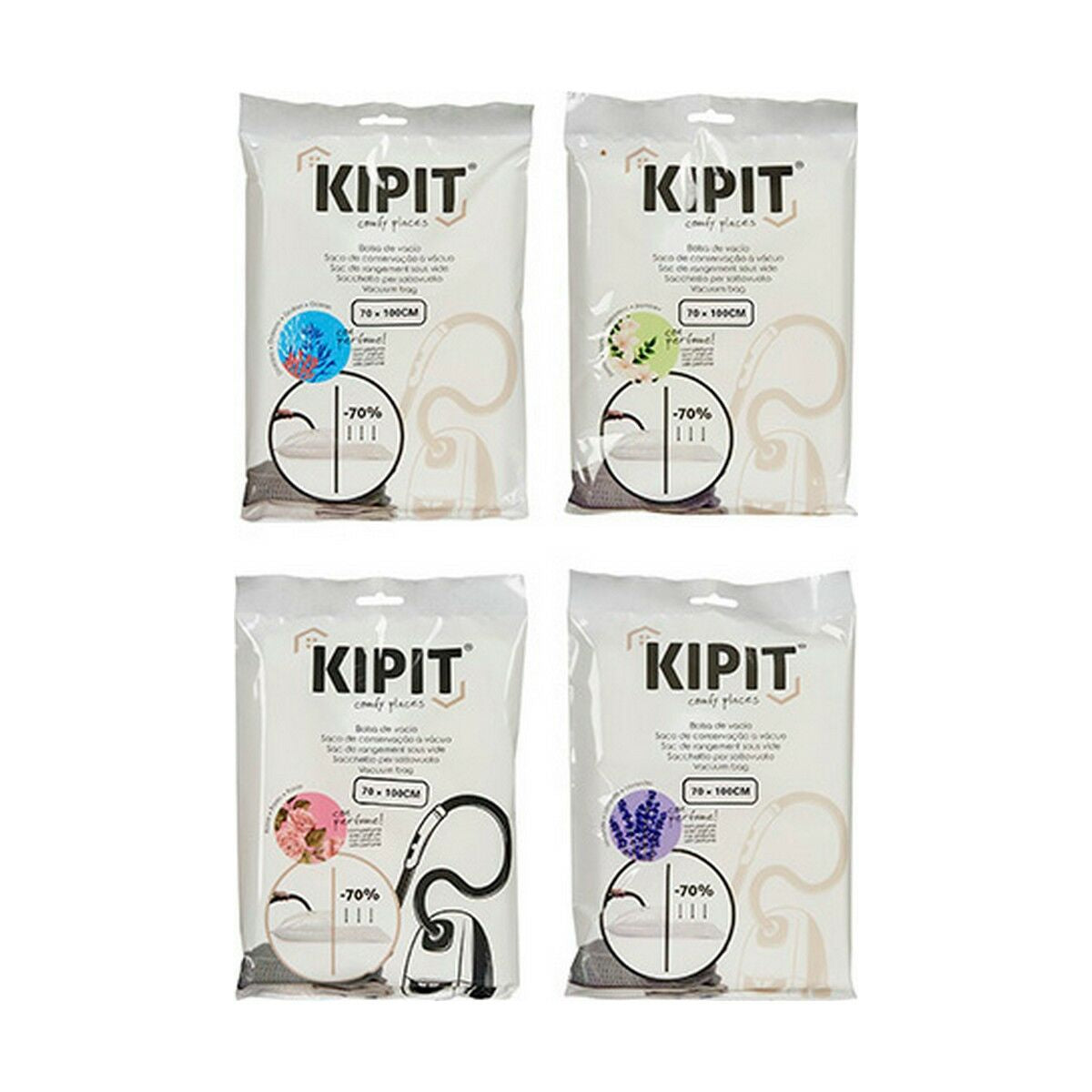 Sacs sous vide Kipit Transparent Plastique 70 x 100 cm (12 Unités)