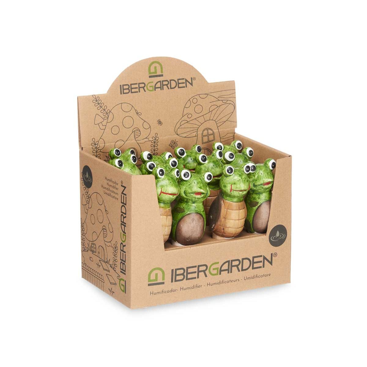 Figure décorative de jardin Ibergarden Marron Vert Céramique 4,5 x 16,5 x 4,5 cm (12 Unités)