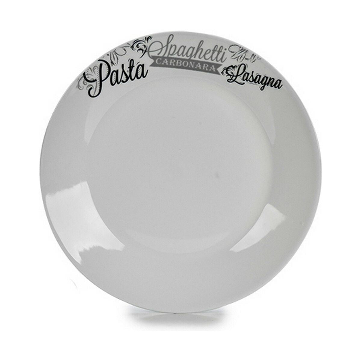 Assiette plate Blanc Noir Porcelaine Imprimé Pâtes Ø 24,4 cm 24 x 2,6 x 24 cm (10 Unités)