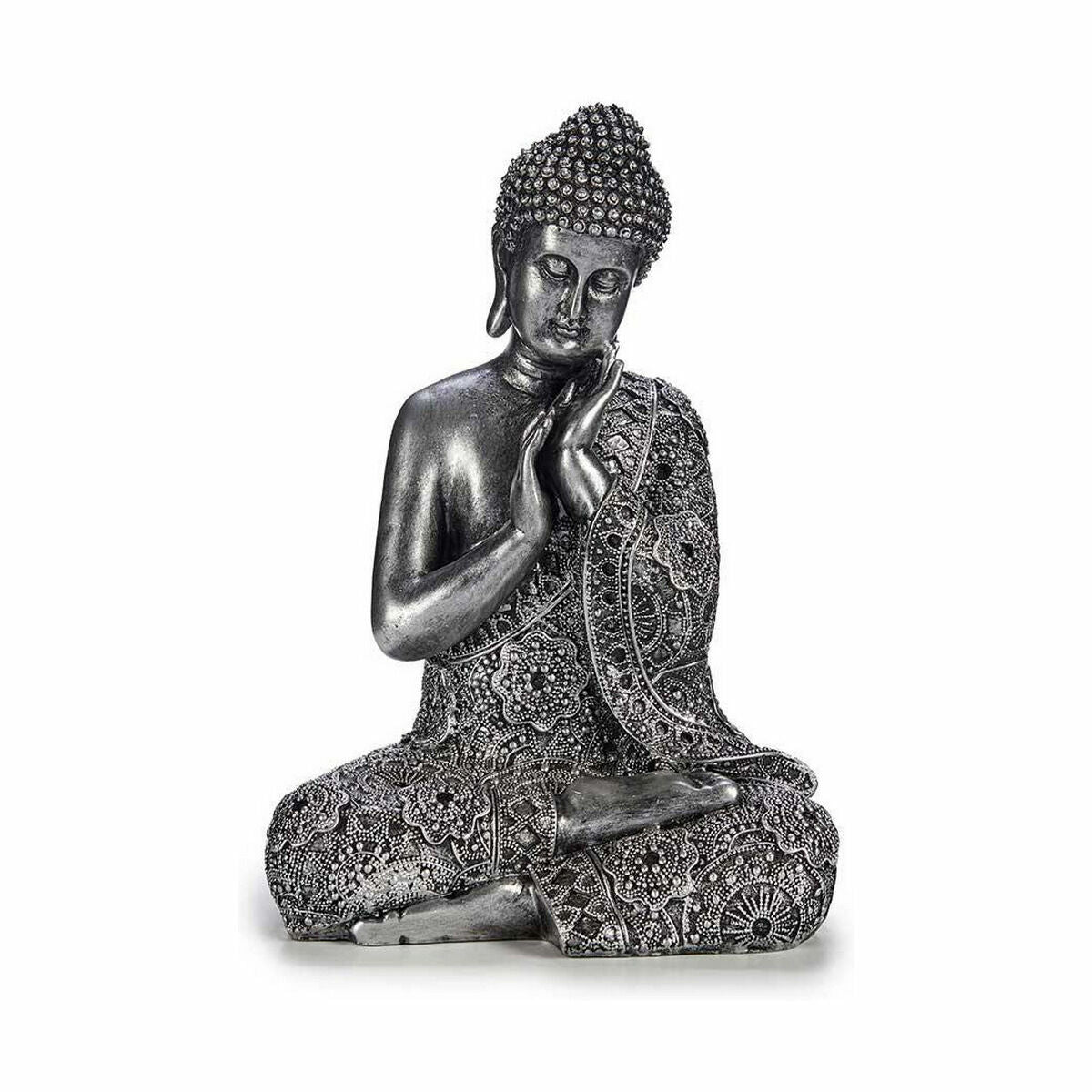 Figurine Décorative Gift Decor Argenté Argent Buda Assis 22 x 33 x 18 cm (4 Unités)