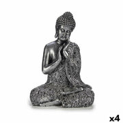Figurine Décorative Gift Decor Argenté Argent Buda Assis 22 x 33 x 18 cm (4 Unités)