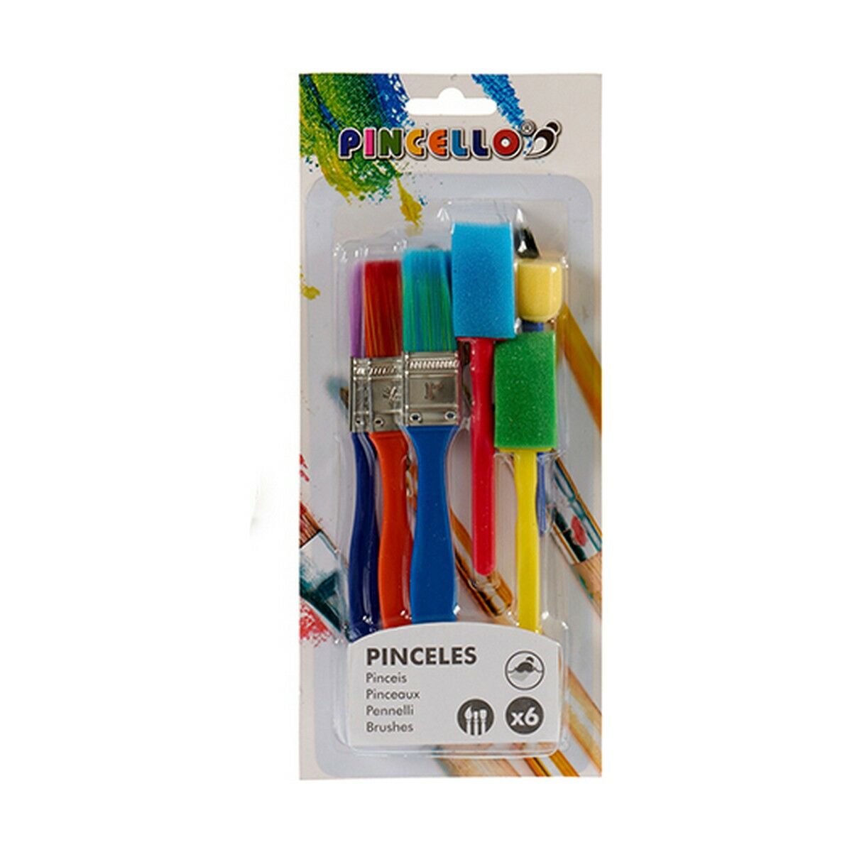 Pinceaux Pincello Multicouleur Lot Éponge (12 Unités)