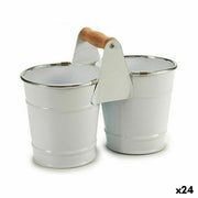Cache-pot Ibergarden Blanc Argenté Bois Zinc Double 20 x 15 x 10,2 cm 20,5 x 15 x 10,2 cm (24 Unités)