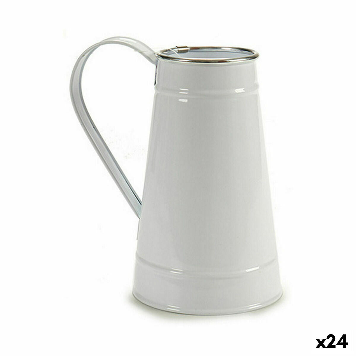 Cache-pot Ibergarden Blanc Argenté Métal Pot à lait 17 x 18,5 x 11,3 cm 17 x 19,5 x 11,3 cm (24 Unités)
