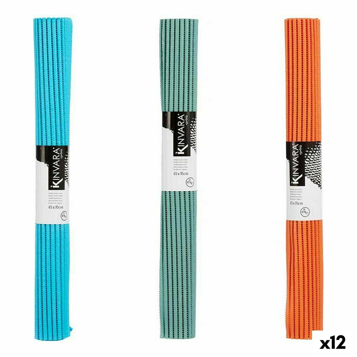 Tapis Antidérapant Kinvara Caoutchouc Plastique 65 x 95 cm 65 x 0,03 x 95 cm 7 x 65 x 7 cm (12 Unités)