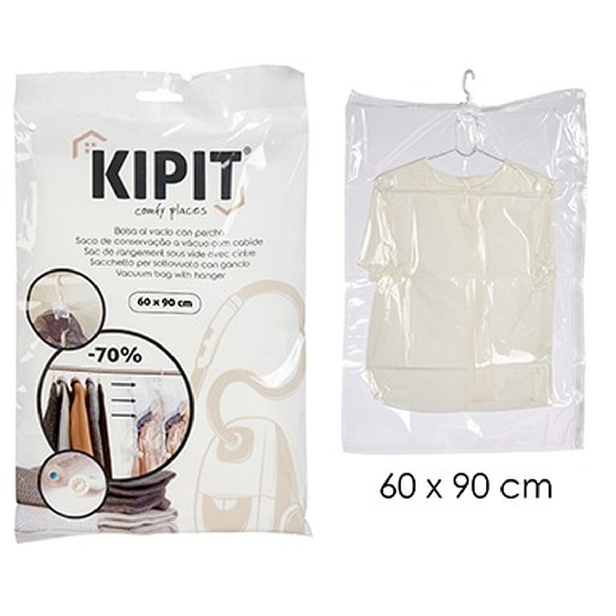 Sacs sous vide Kipit Transparent Polyéthylène Plastique 60 x 90 cm 19 x 3 x 32 cm 19 x 32 x 3 cm 19,5 x 32 x 3 cm (12 Unités)