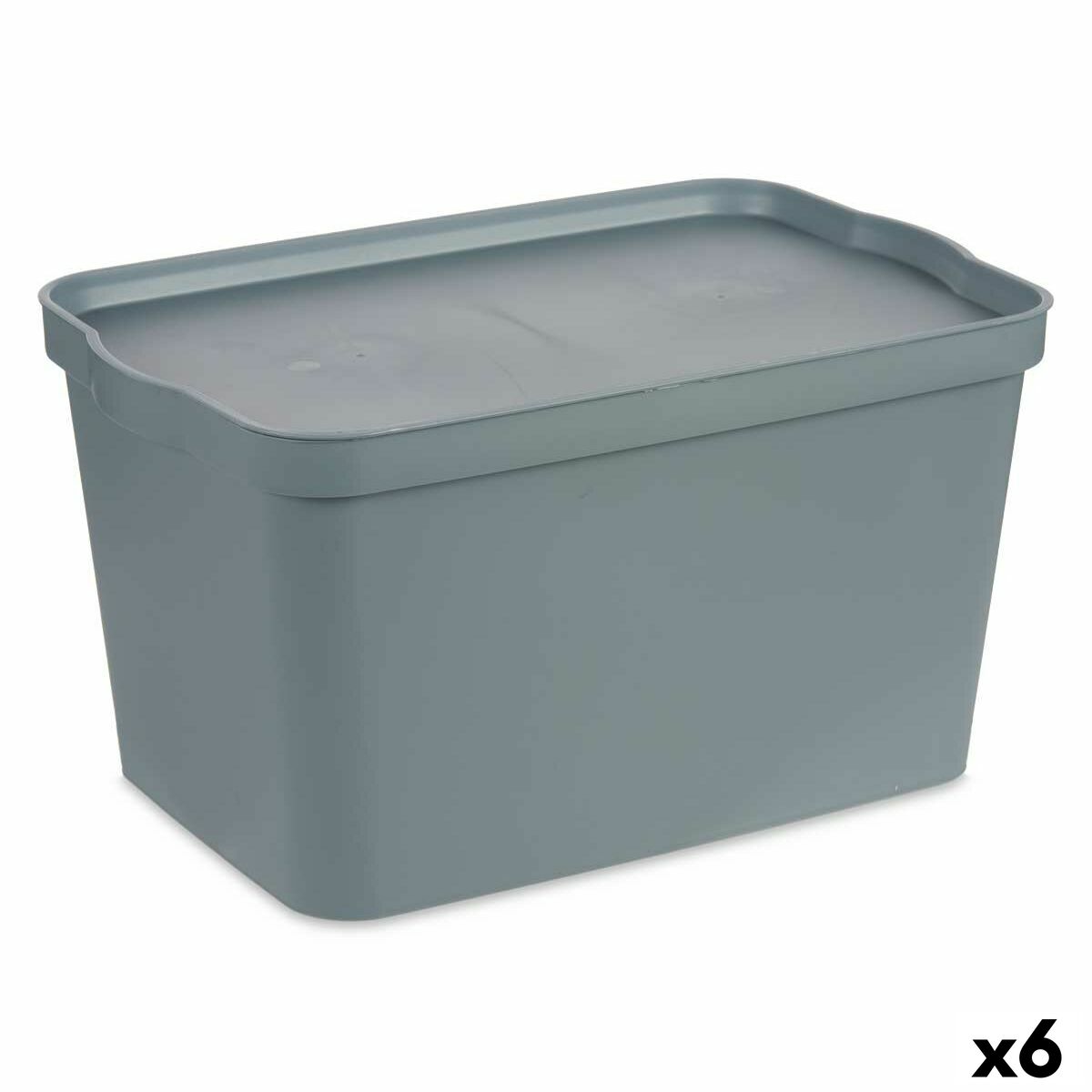 Boîte de rangement avec couvercle Kipit Gris Plastique 24 L (6 Unités)