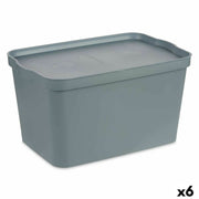 Boîte de rangement avec couvercle Kipit Gris Plastique 24 L (6 Unités)