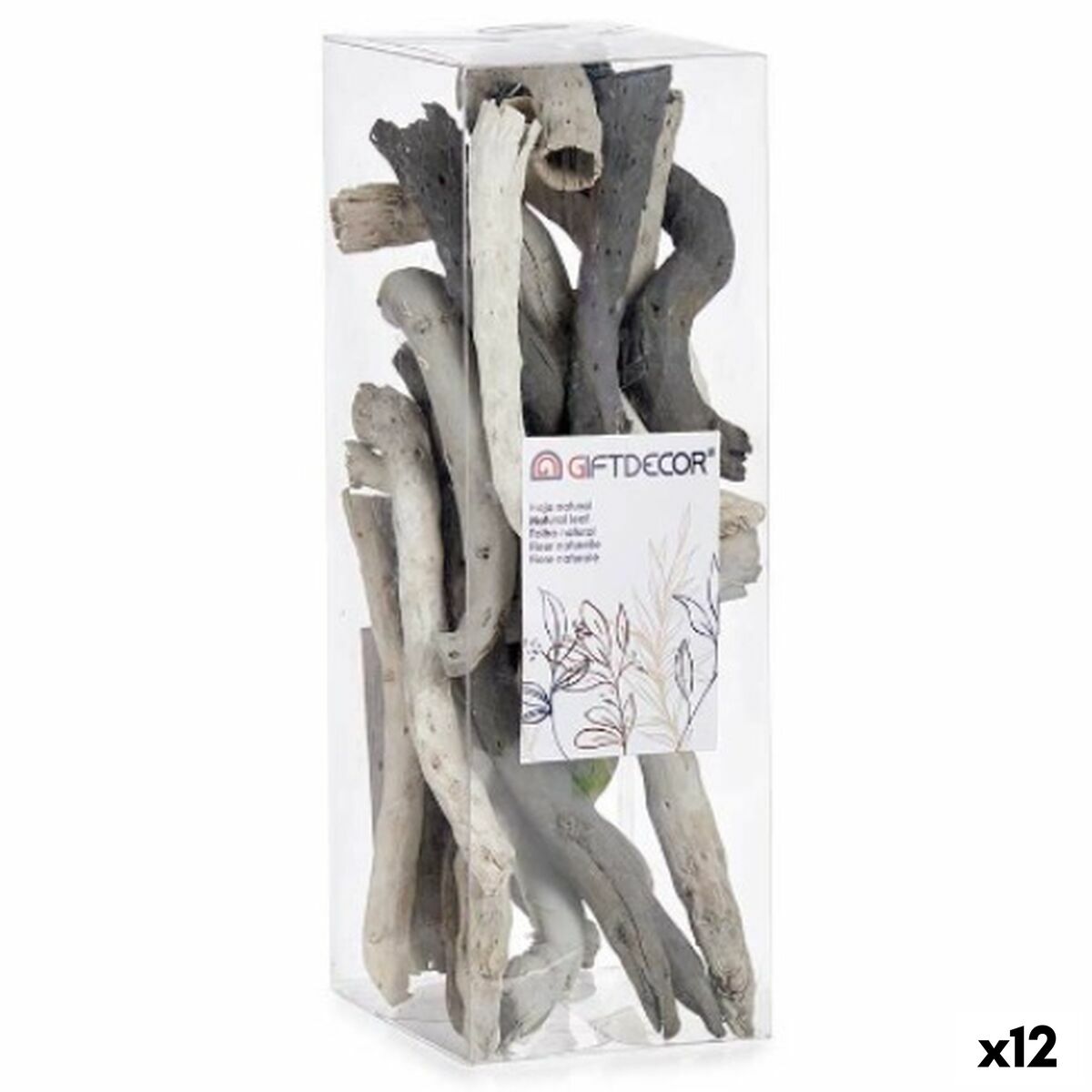 Bûche décorative Gift Decor Gris 9 x 27 x 9 cm (12 Unités)