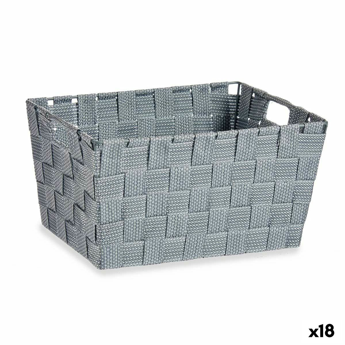 Panier Multi-usages Kipit Gris Polyester Tissu Tressée 5 L (18 Unités)