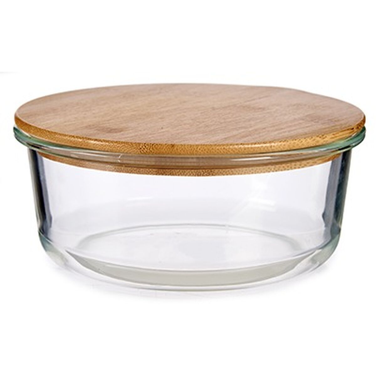 Panier-repas rond avec couvercle Vivalto Transparent Bambou Verre Borosilicaté (12 Unités)
