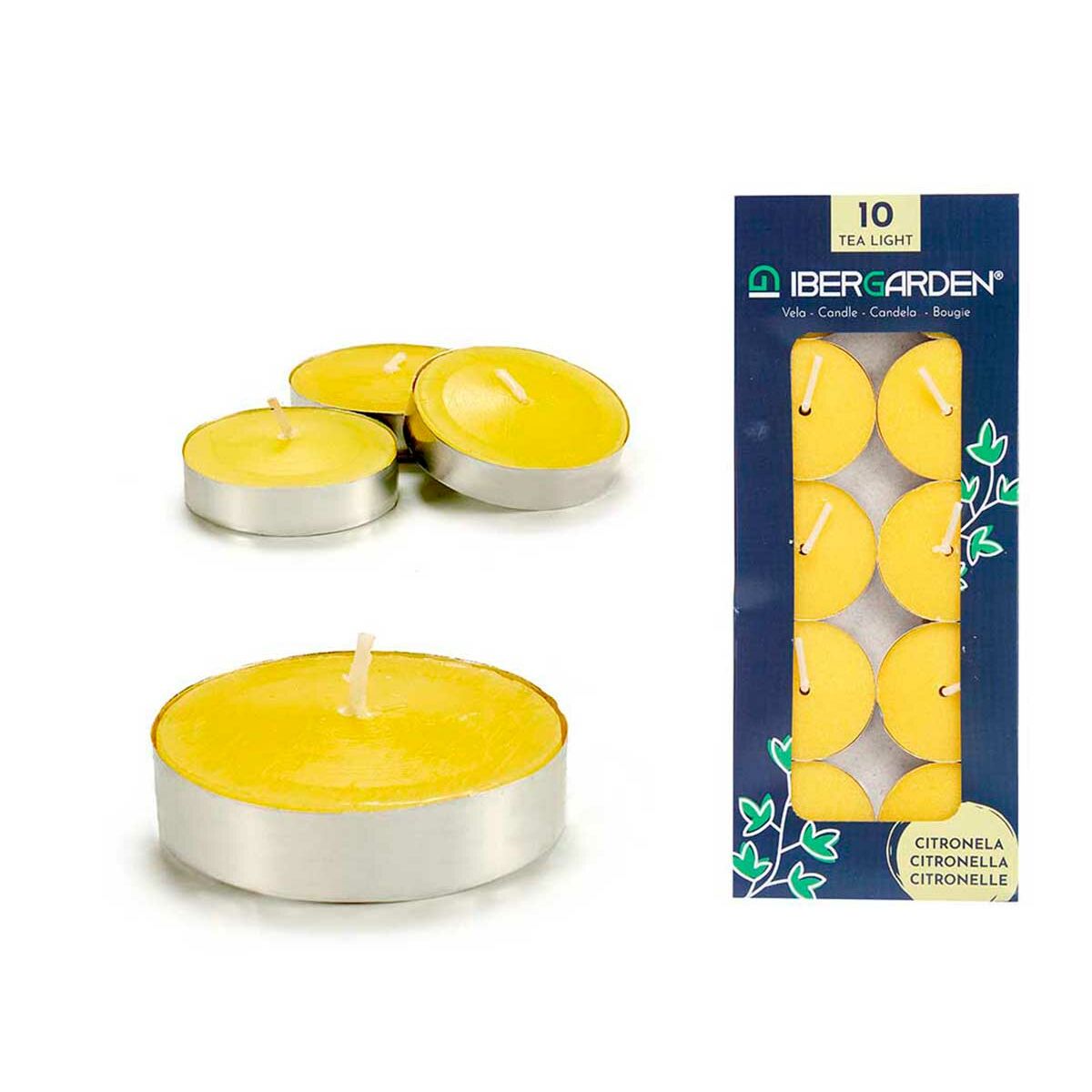 Ensemble de Bougies Ibergarden Jaune Métal Cire Citronnelle 7,5 x 19 x 1,5 cm (24 Unités)
