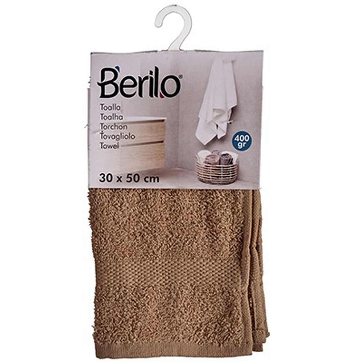 Serviette de toilette Berilo Camel 80 % coton 20 % Polyester 30 x 50 cm 25 x 1,5 x 15 cm (12 Unités)