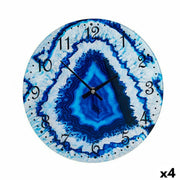 Horloge Murale Gift Decor Bleu Verre Marbre 30 x 4 x 30 cm (4 Unités)