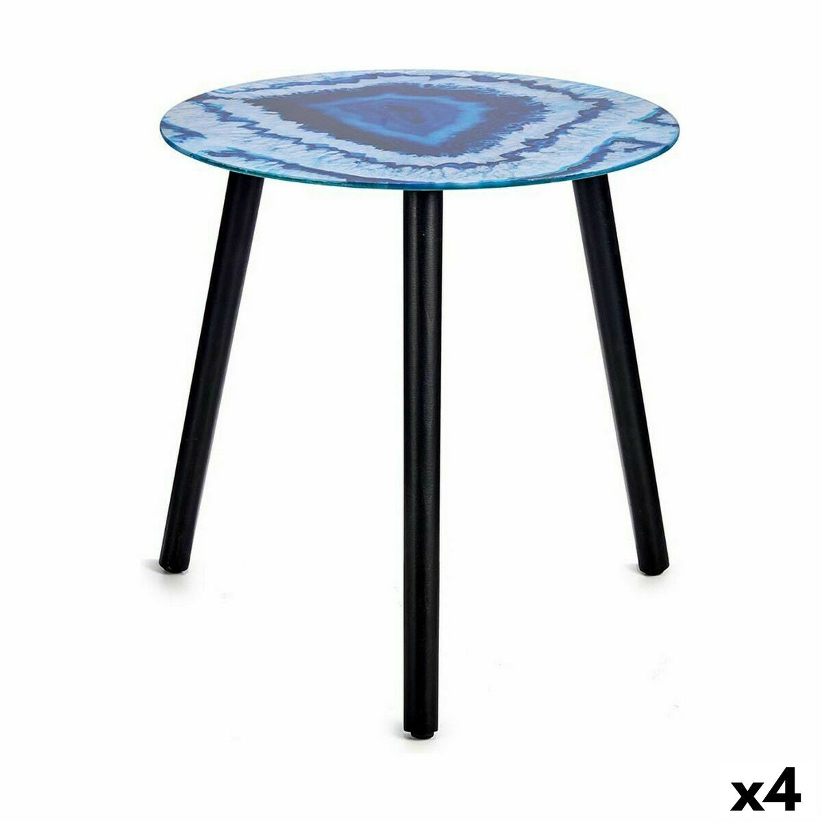 Table d'appoint Gift Decor Bleu Noir 40 x 41,5 x 40 cm Marbre (4 Unités)