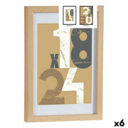 Cadre photo Gift Decor Naturel verre Bois MDF (6 Unités)