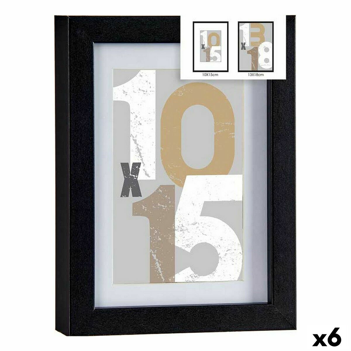 Cadre photo Gift Decor Noir verre Bois MDF (6 Unités)