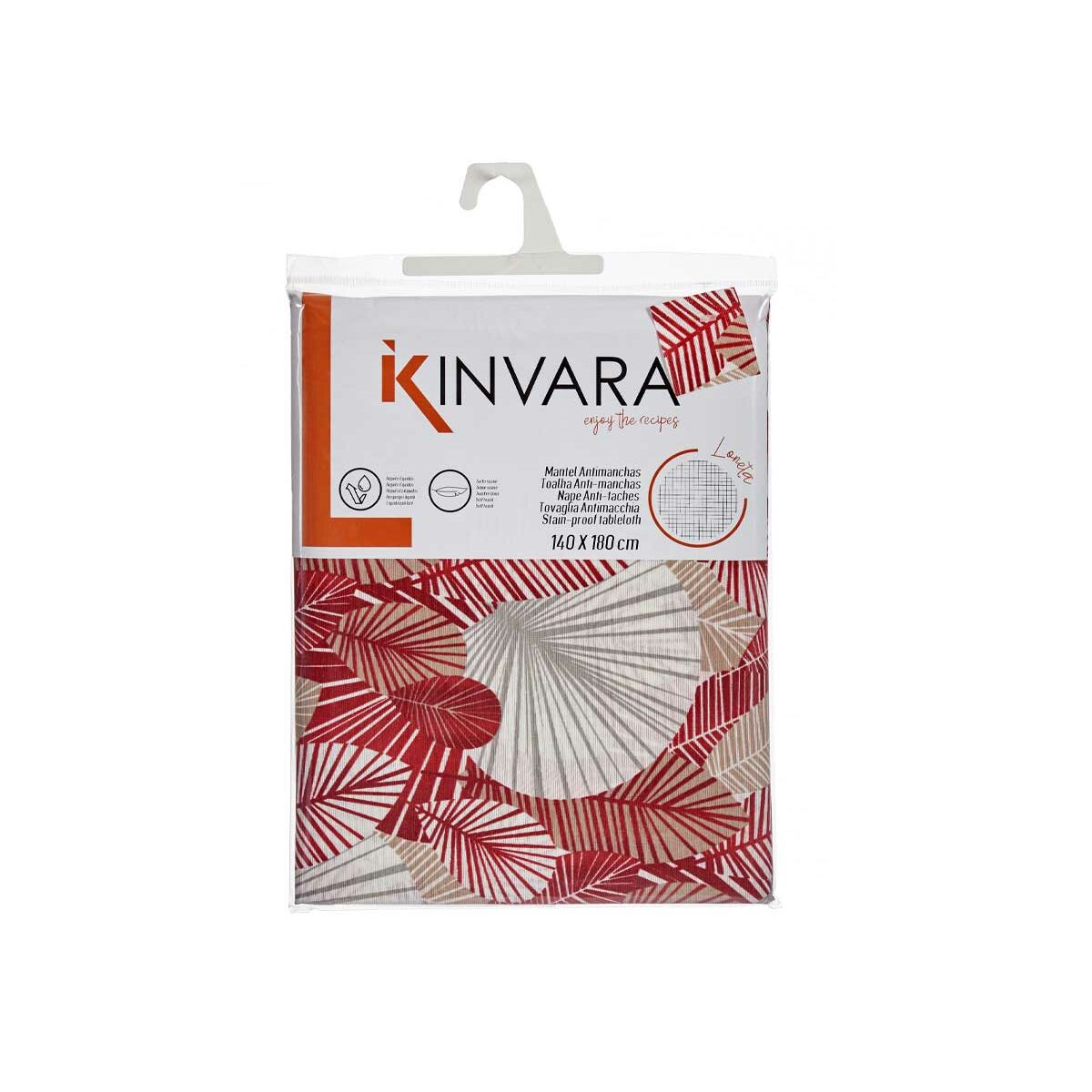 Nappe antitache Kinvara Beige Bordeaux toile Antitaches Volets 140 x 180 cm (10 Unités)