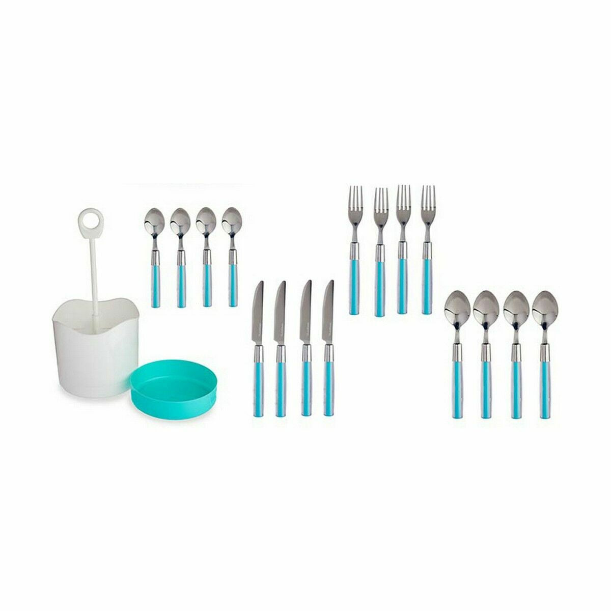 Ensemble de Couverts Kinvara Bleu Acier inoxydable Plastique (8 Unités)