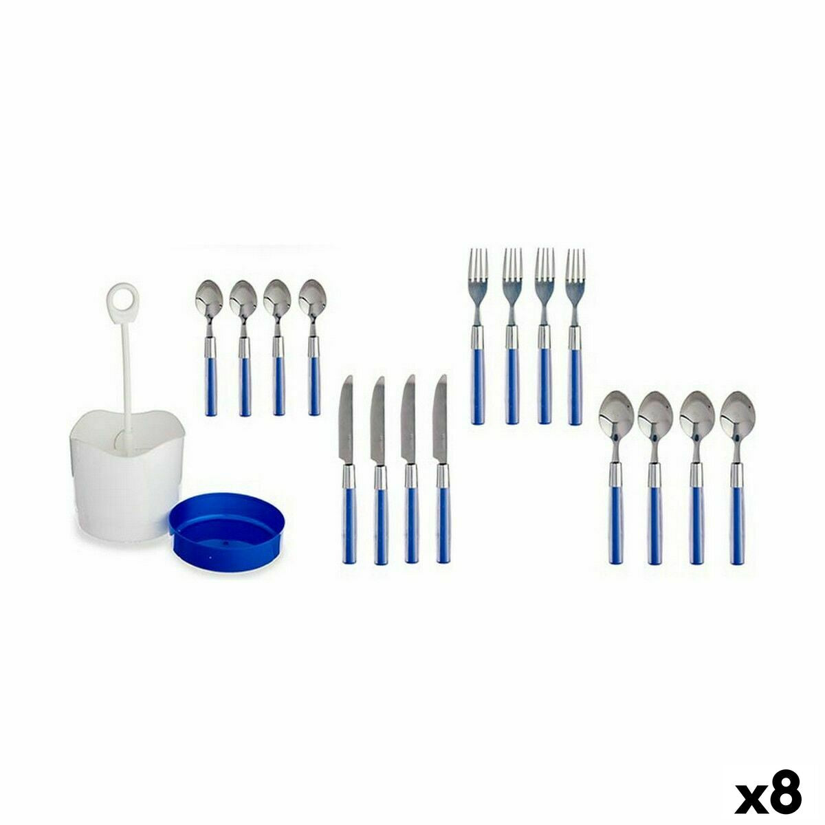Ensemble de Couverts Kinvara Bleu Acier inoxydable Plastique (8 Unités)