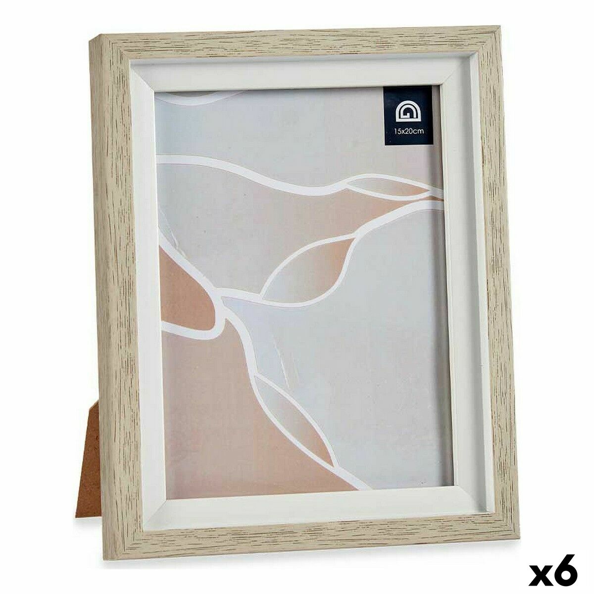 Cadre photo Gift Decor Blanc Beige verre Verre polystyrène Plastique (6 Unités)