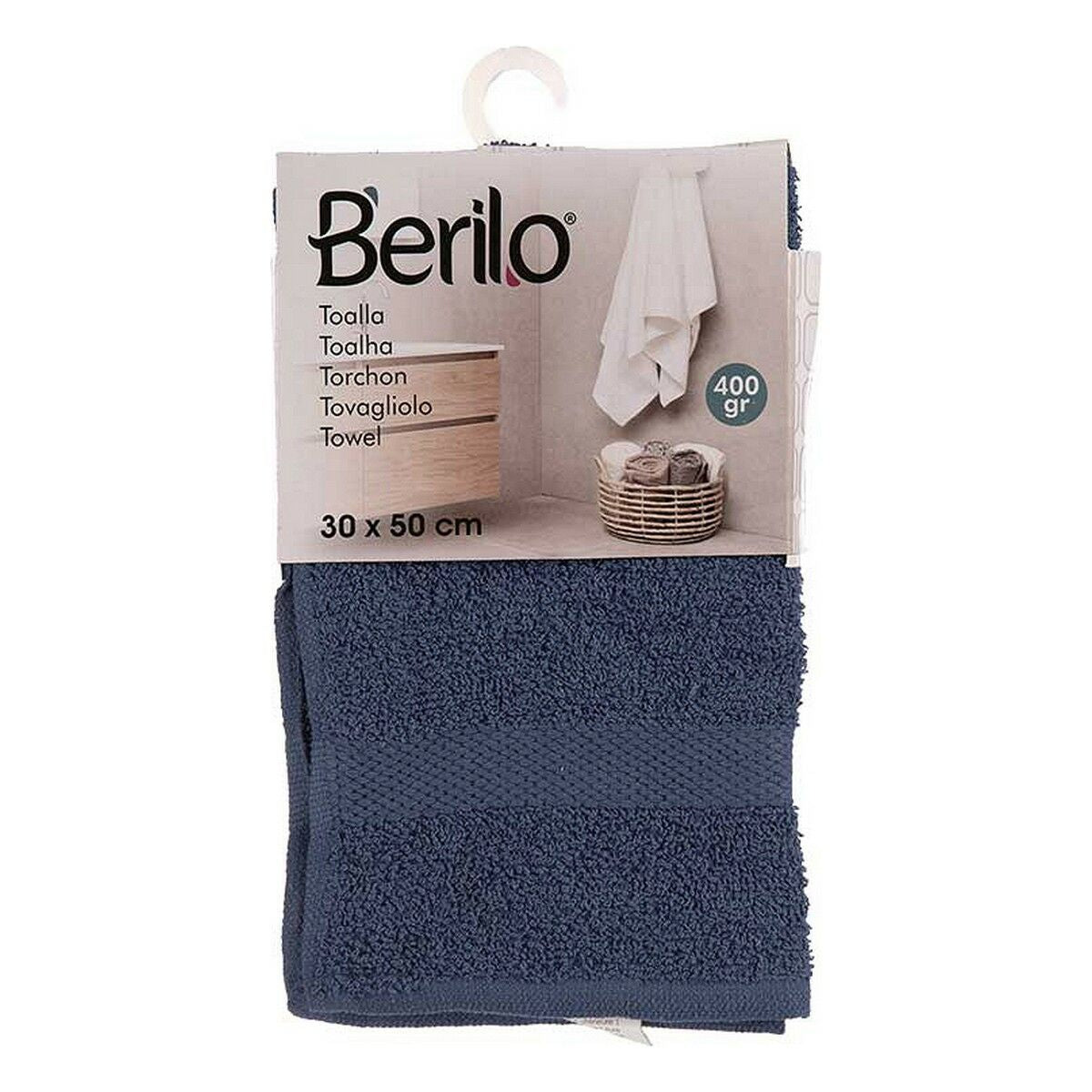 Serviette de toilette Berilo Bleu 80 % coton 20 % Polyester 30 x 0,5 x 50 cm 25 x 1,5 x 15 cm (12 Unités)