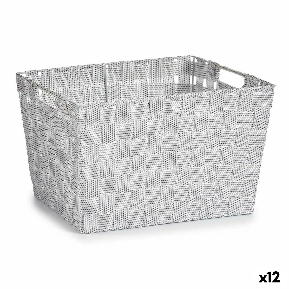 Panier à linge Kipit Blanc Polyester Tissu Tressée 10 L 35 x 20 x 25 cm 25 x 20 x 35 cm (12 Unités)
