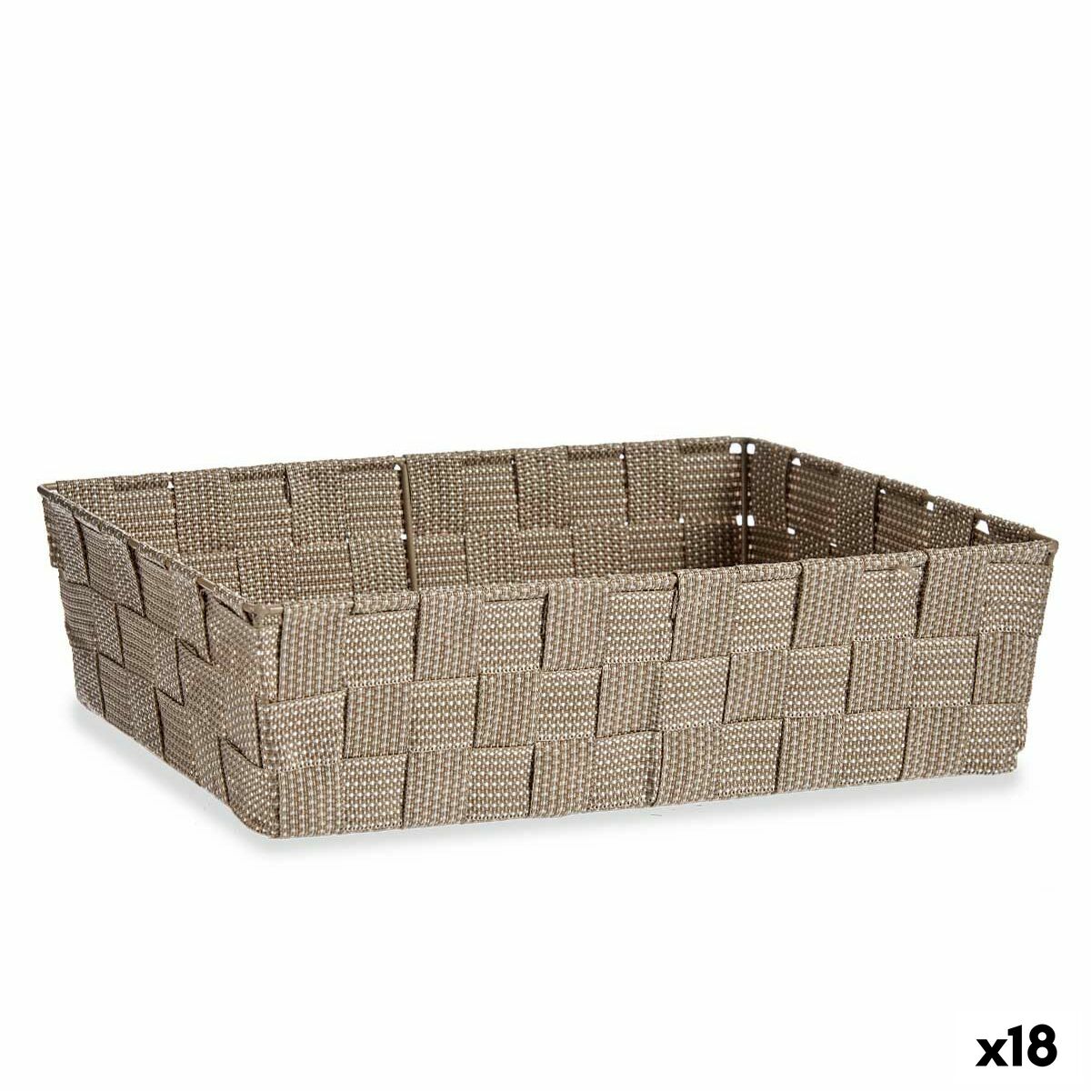 Panier Multi-usages Kipit Beige Polyester Tissu Tressée 3,8 L (18 Unités)