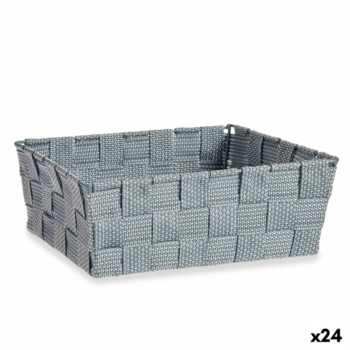Panier Multi-usages Kipit Gris Polyester Tissu Tressée 2,4 L (24 Unités)