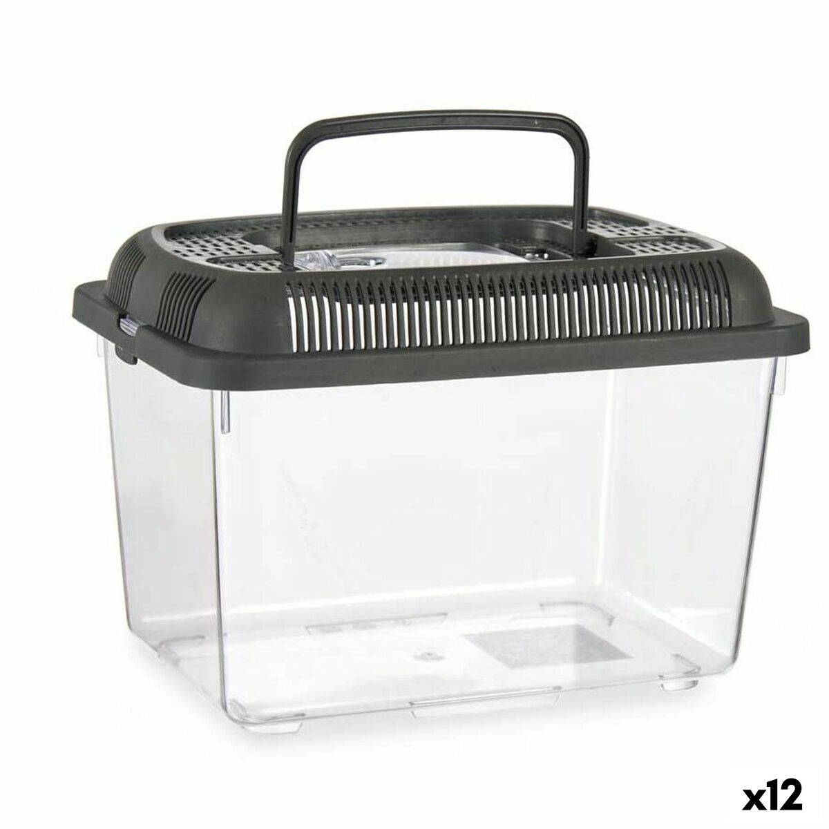 Bocal à poisson Mascow Anthracite Plastique 3 L 17 x 16 x 24 cm Avec poignée Moyen (12 Unités)