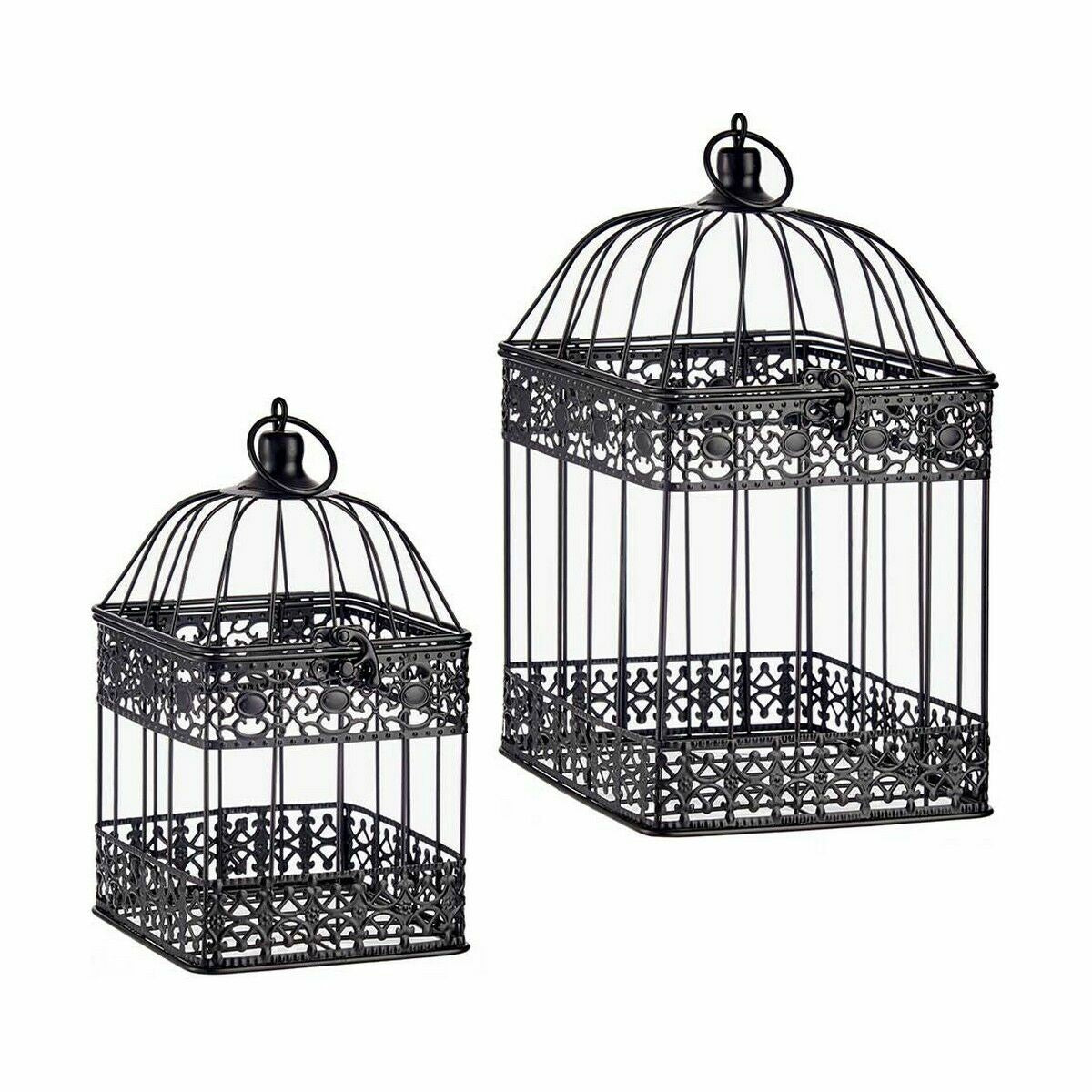 Cage décorative Gift Decor Noir 18 x 35 x 18 cm 14 x 14 x 29 cm Lot (4 Unités)