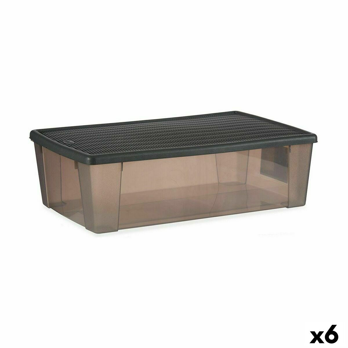Boîte de rangement avec couvercle Stefanplast Elegance Gris Transparent Plastique 30 L (6 Unités)