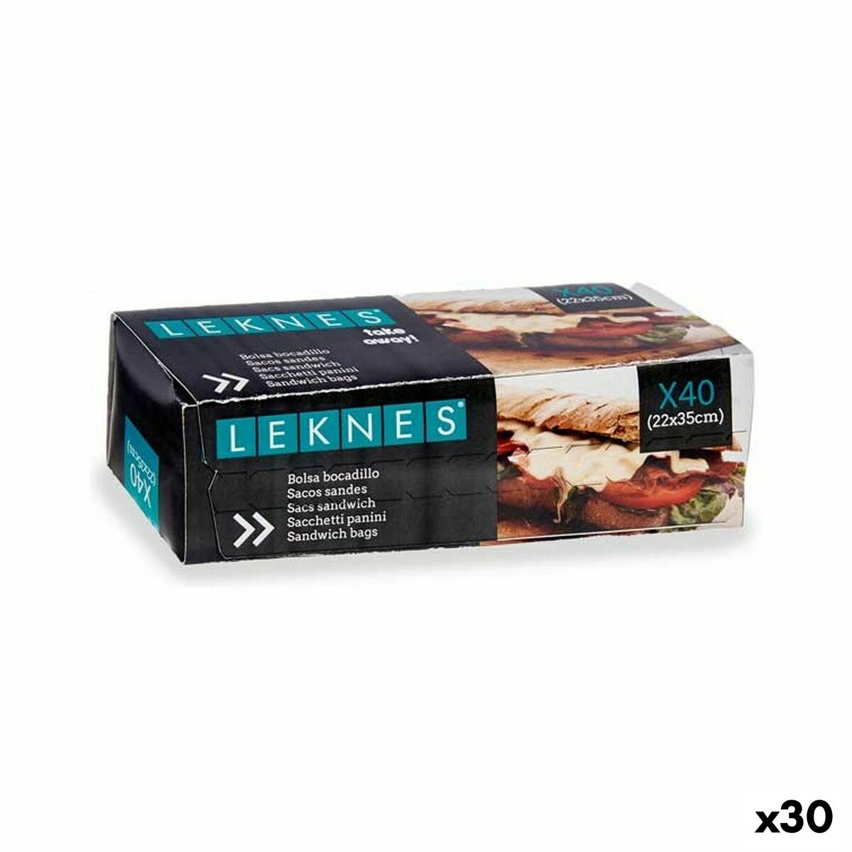 Ensemble de sacs alimentaires réutilisables Leknes Blanc Polyéthylène 22 x 35 cm 21,5 x 1 x 34 cm 14,3 x 5,3 x 4,4 cm (30 Unités