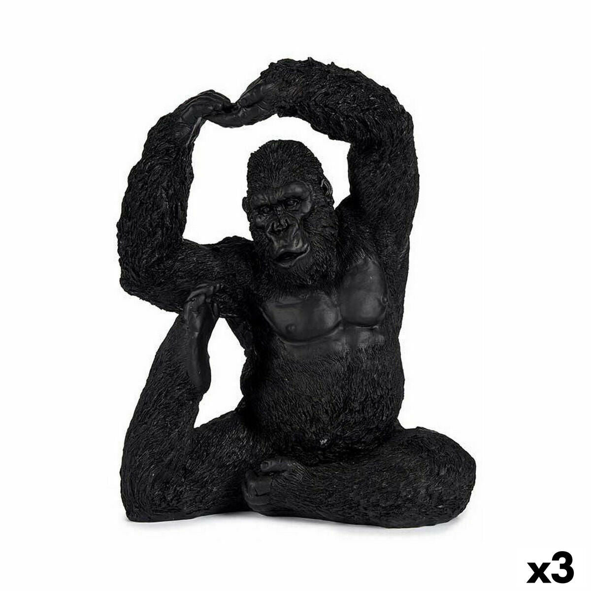 Figurine Décorative Gift Decor Noir Gorille Yoga 15,2 x 31,5 x 26,5 cm (3 Unités)