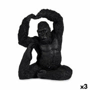 Figurine Décorative Gift Decor Noir Gorille Yoga 15,2 x 31,5 x 26,5 cm (3 Unités)